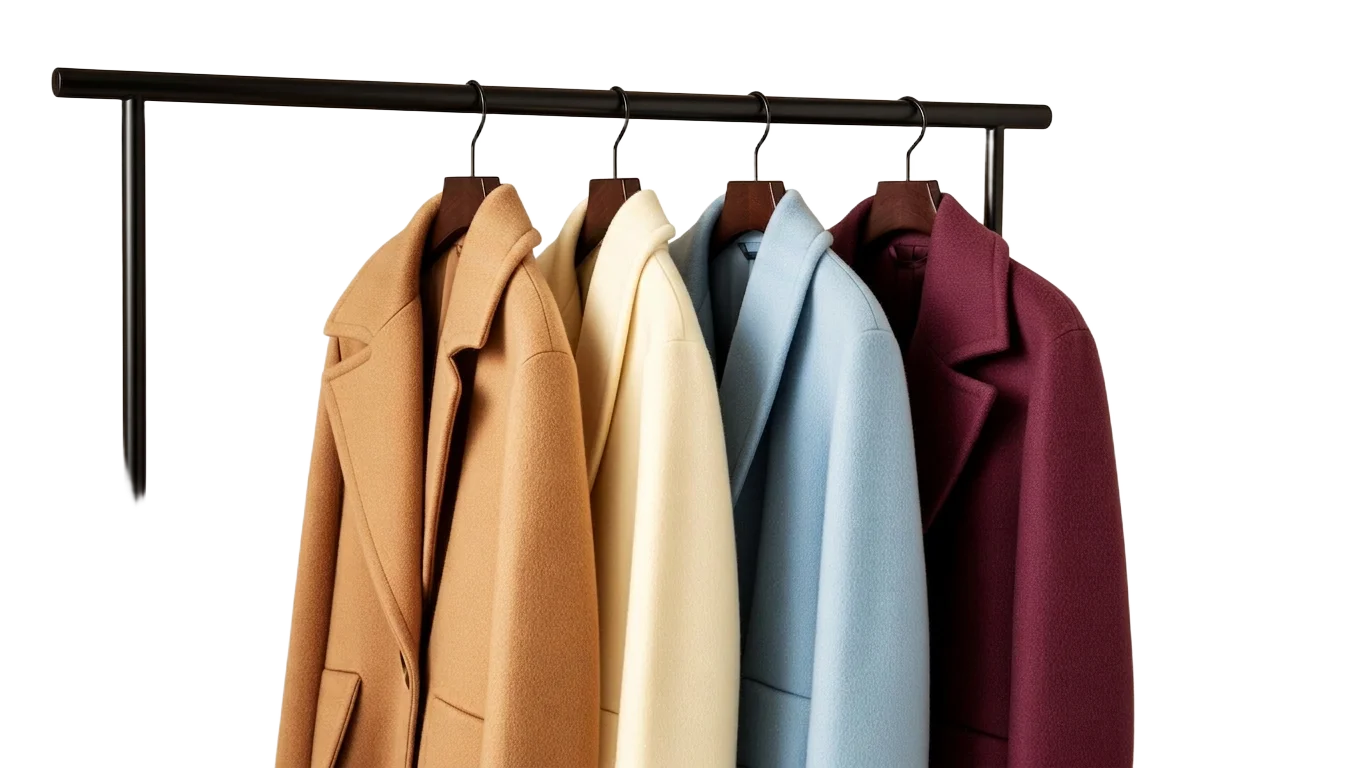 Arara editorial com casacos em camel, butter, sky e wine